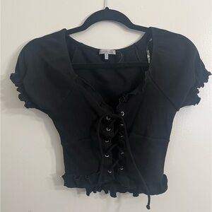 Black top with tie up front